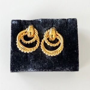 Vintage Avon Gold Tone Circular Twist Pierced Earrings